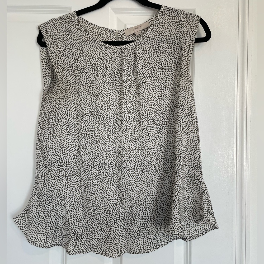 LOFT Tiny Floral Print Sleeveless Peplum Shell